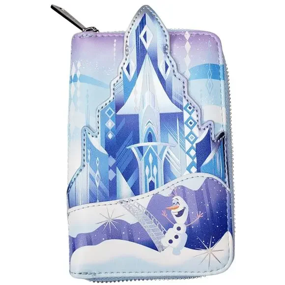 LOUNGEFLY X DISNEY FROZEN Princess Castle Zip Around Wallet Blue White Purple - Picture 3 of 15